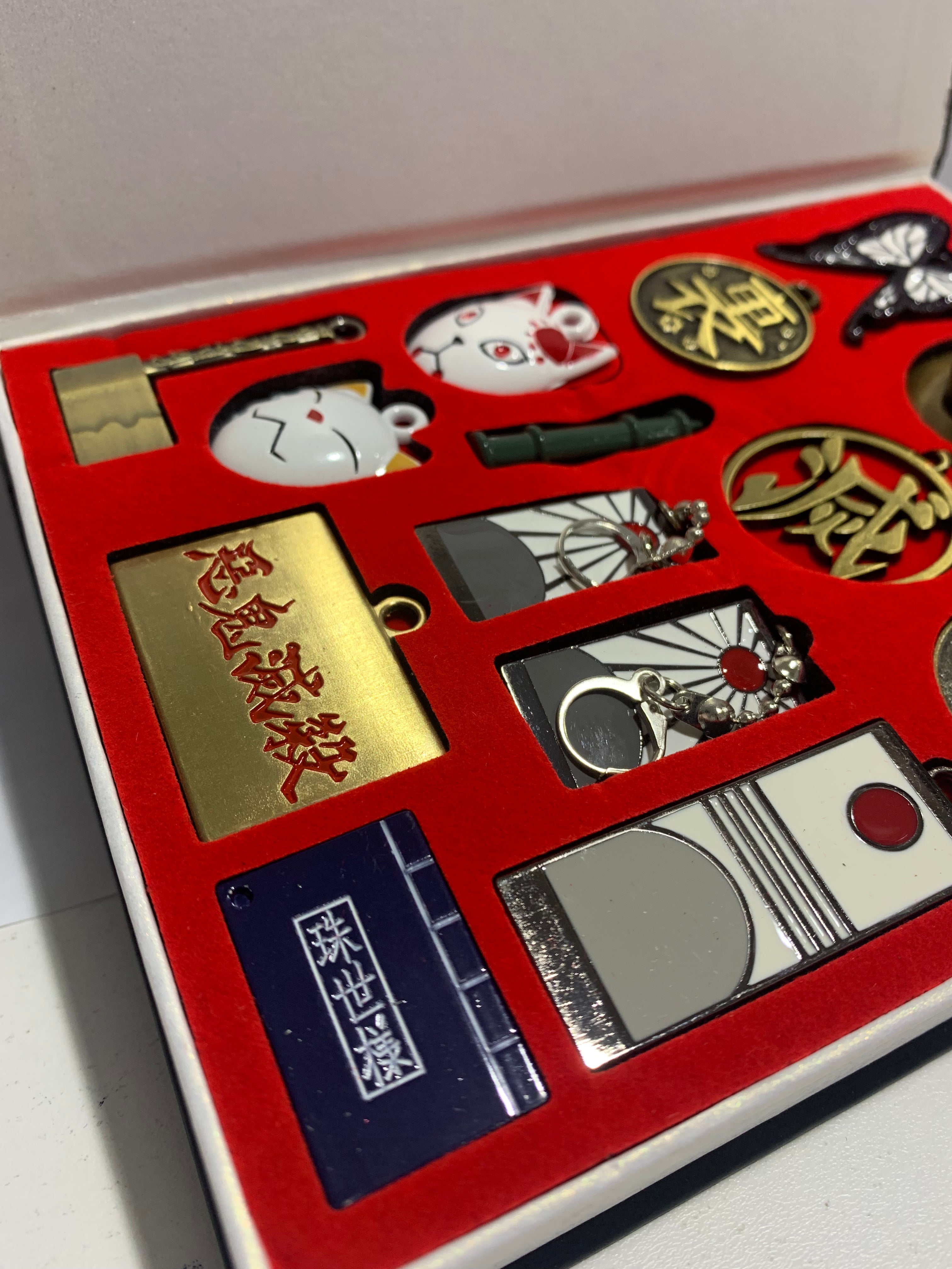 Anime Demon Slayer Metal Necklace & Keychain Collection Box Set 15pcs