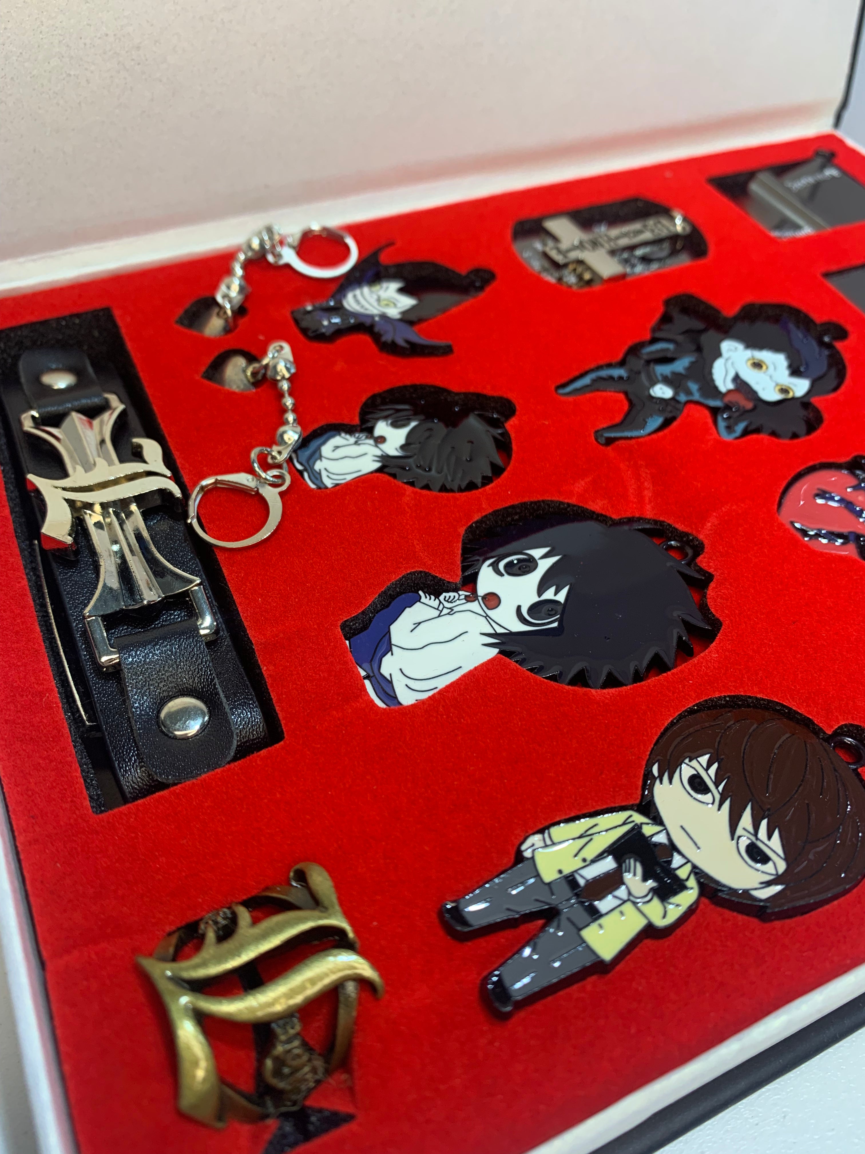 Anime Death Note Metal Necklace & Keychain Collection Box 16pcs