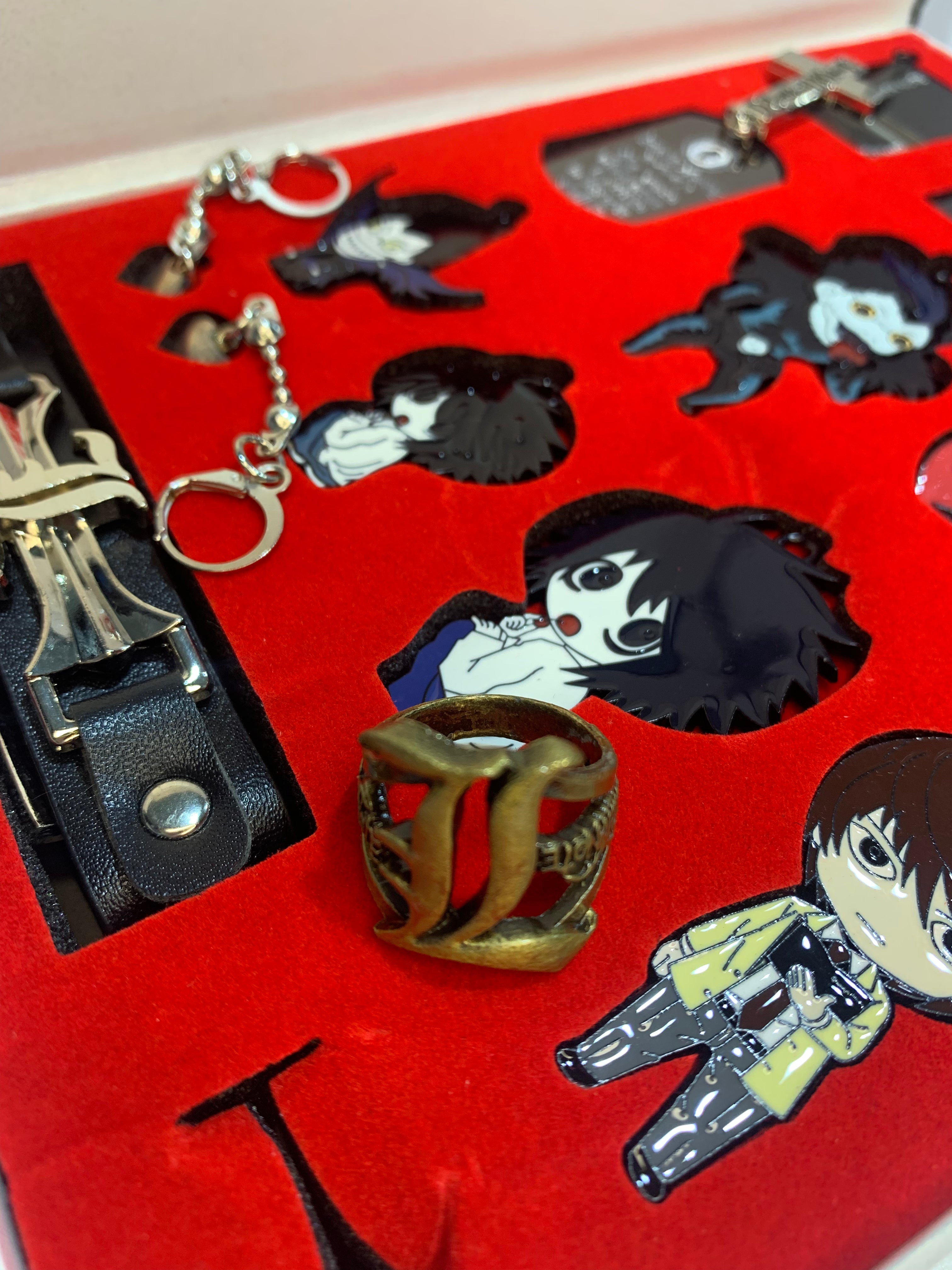 Anime Death Note Metal Necklace & Keychain Collection Box 16pcs
