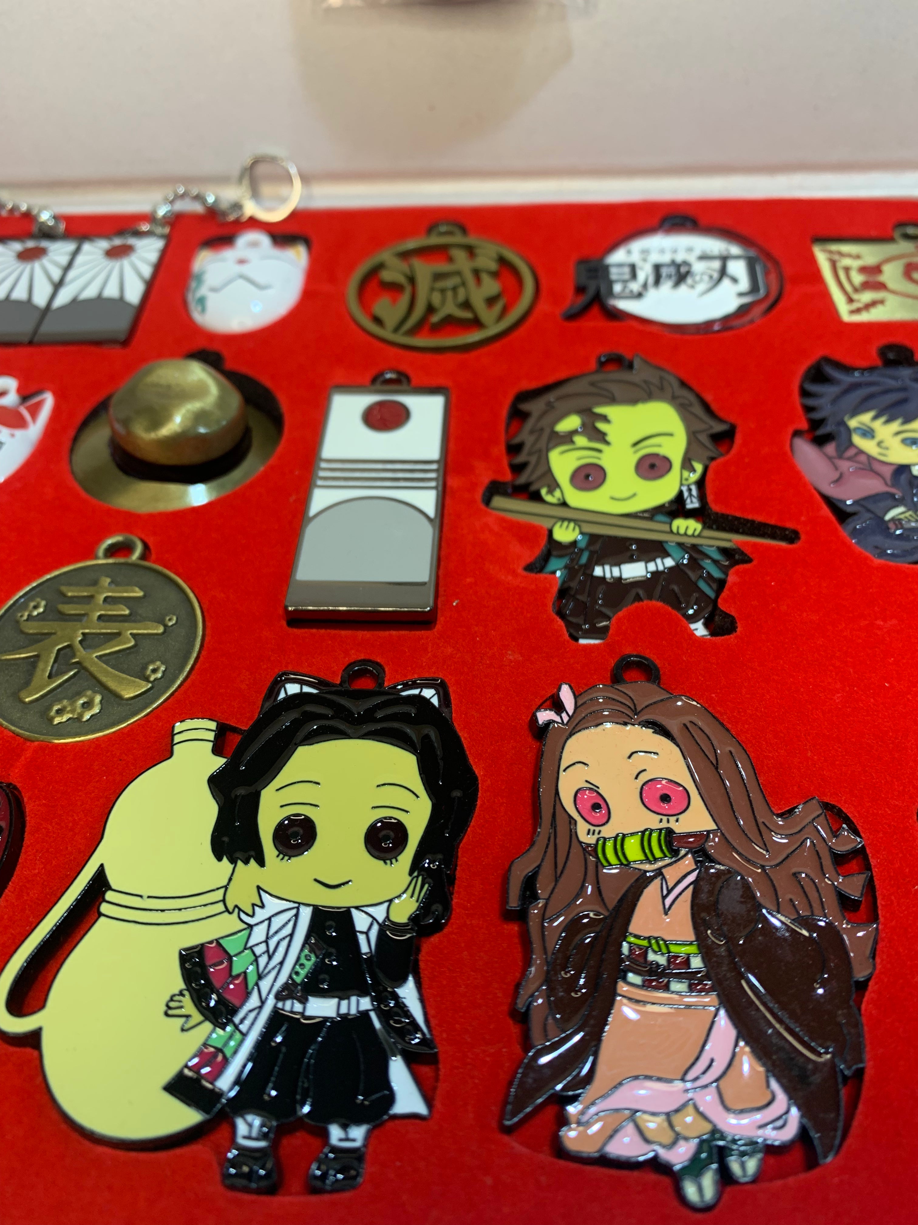 Anime Demon Slayer Metal Necklace & Keychain Collection Box 23pcs