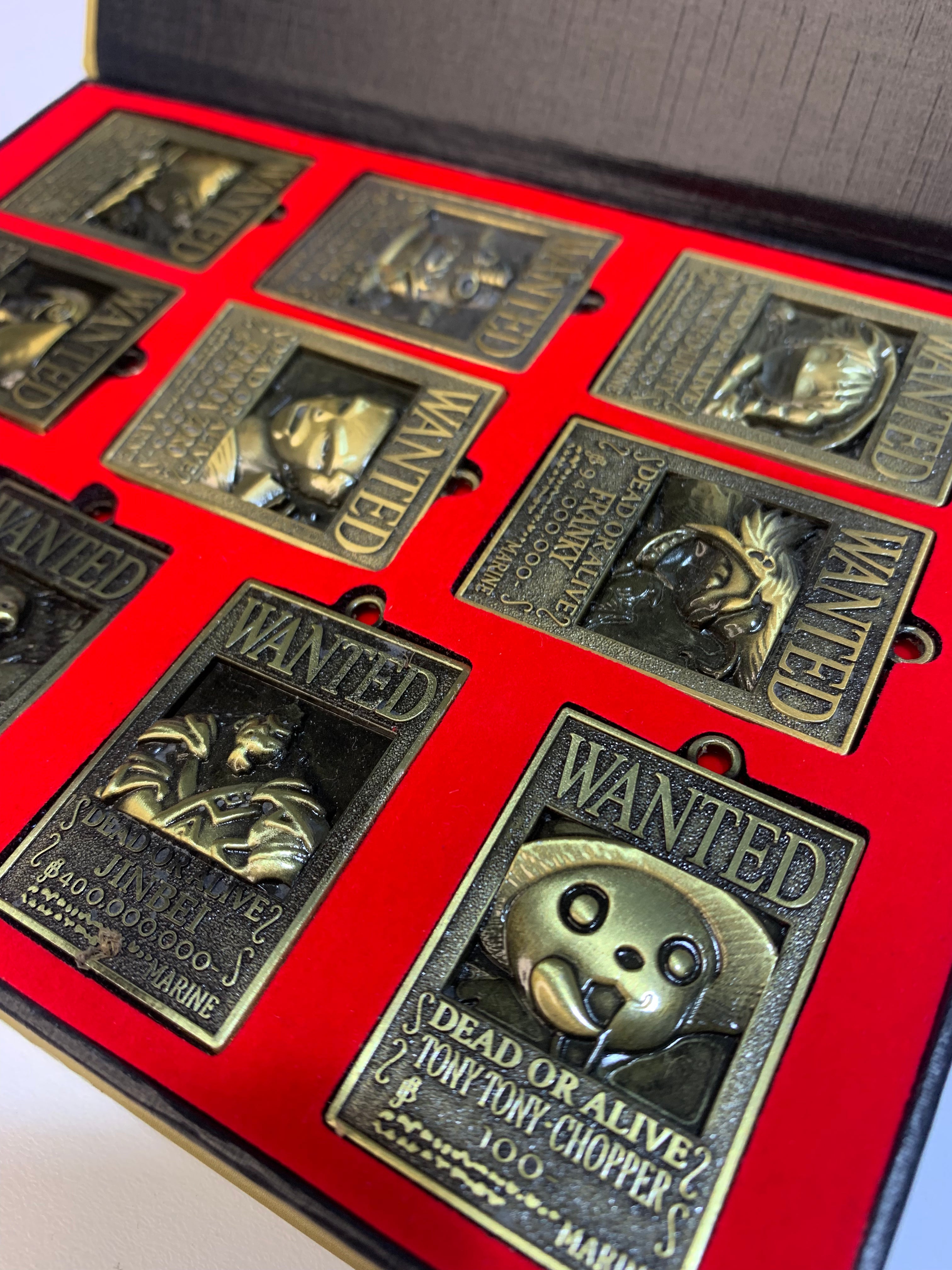Anime One Piece Wanted Metal Necklace & Keychain Collection Box 10pcs