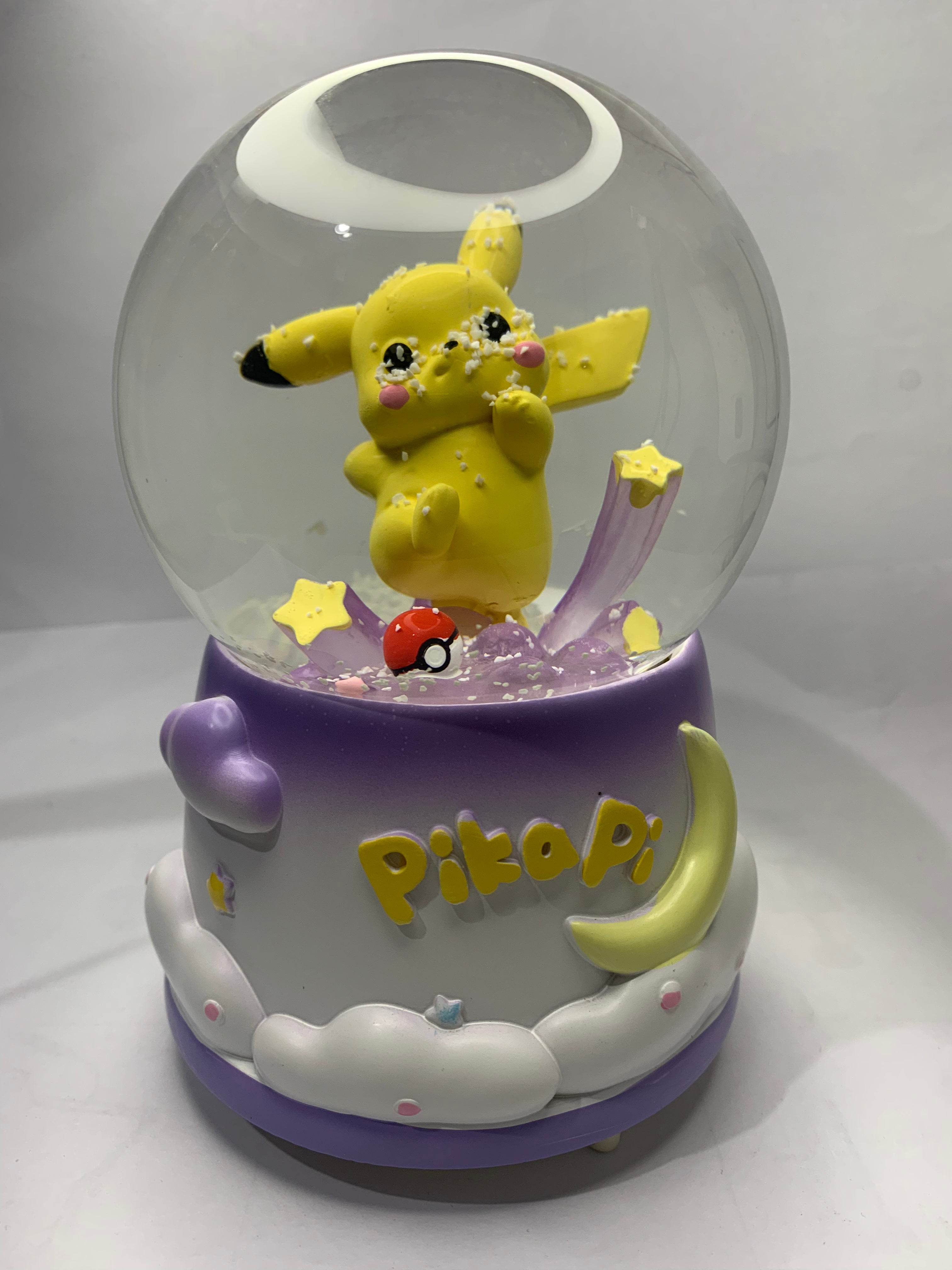 Pokemon Pikachu Musical Snow Globe 3D Crystal Ball, Music Box with Colorful LED Light (17cm)