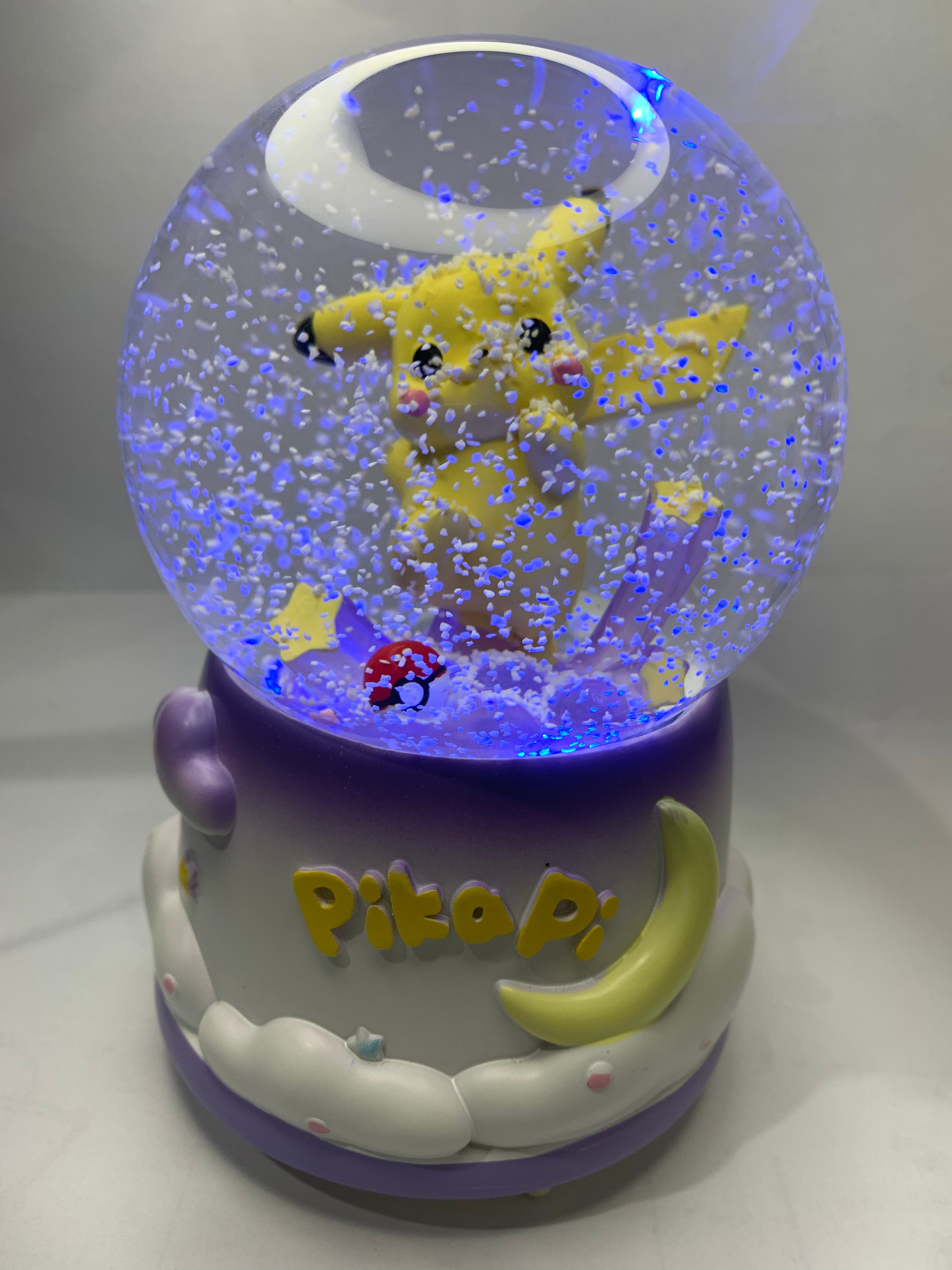 Pokemon Pikachu Musical Snow Globe 3D Crystal Ball, Music Box with Colorful LED Light (17cm)