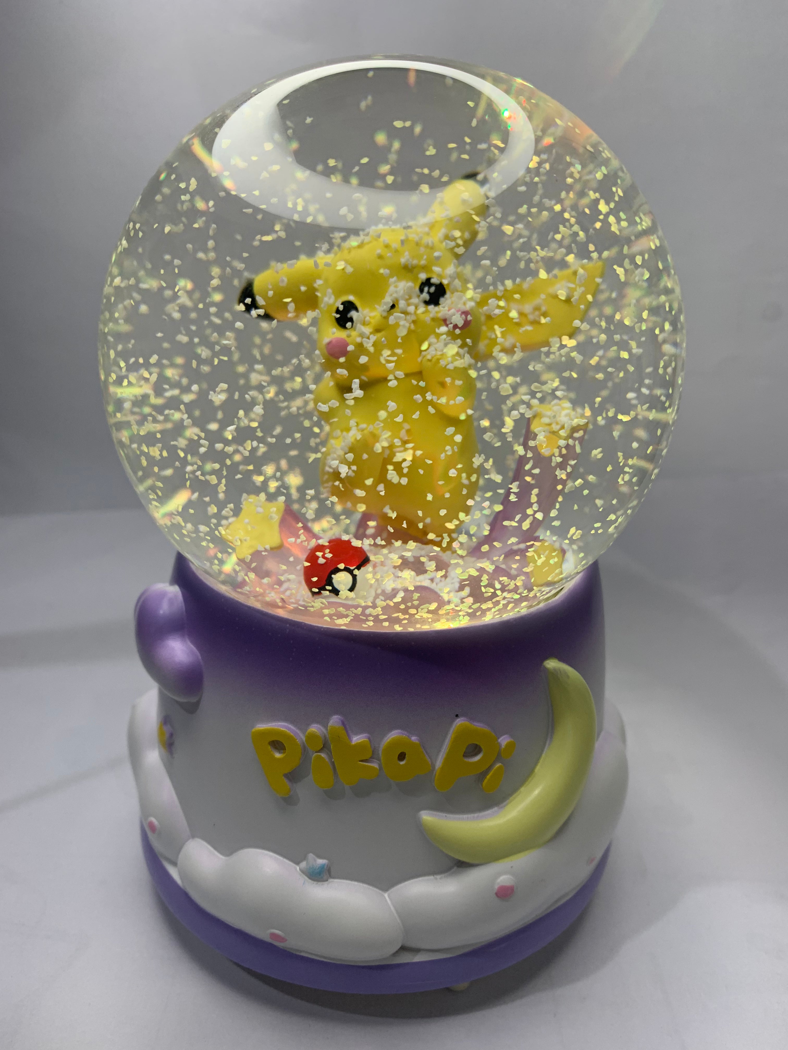 Pokemon Pikachu Musical Snow Globe 3D Crystal Ball, Music Box with Colorful LED Light (17cm)