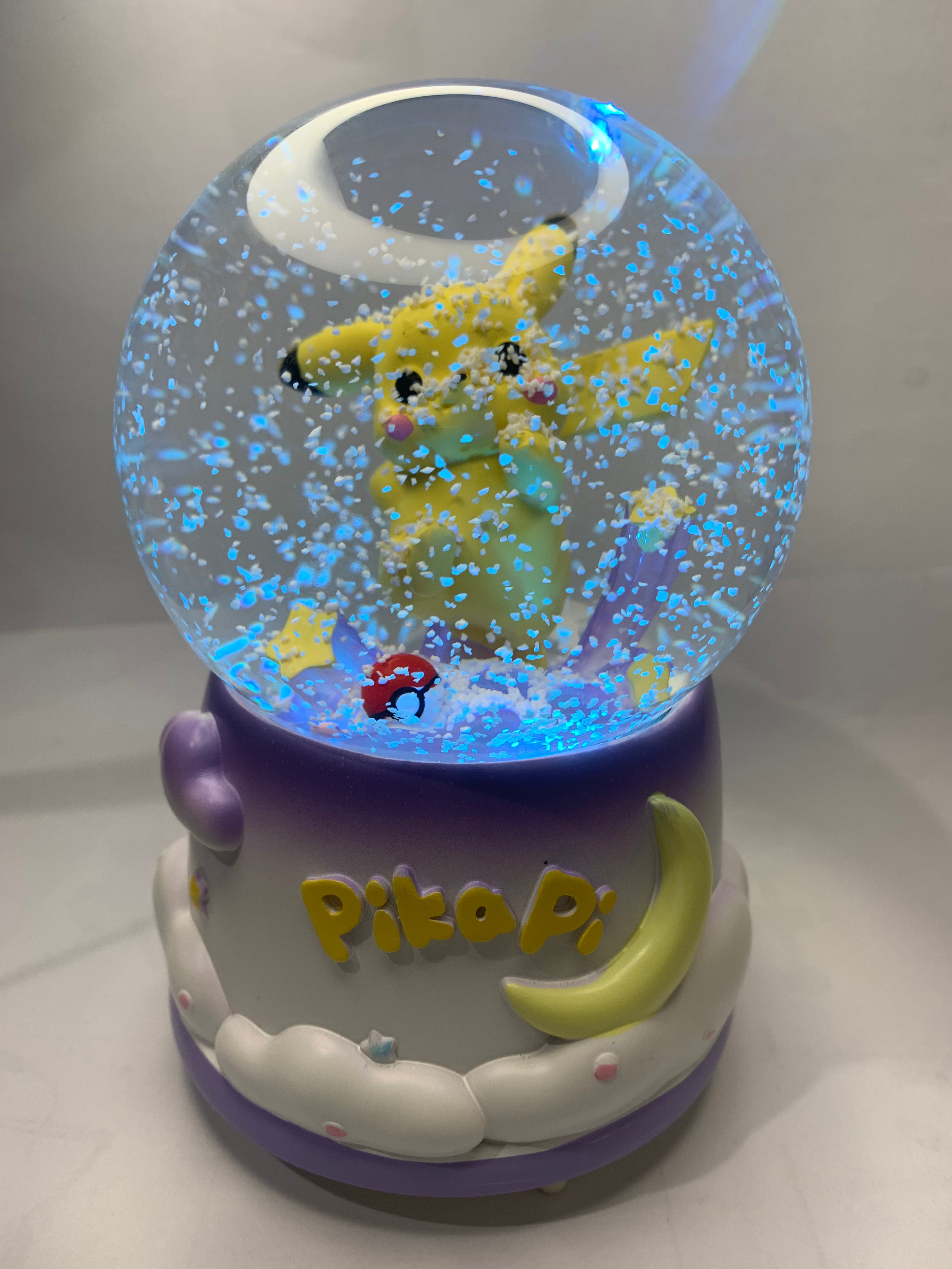 Pokemon Pikachu Musical Snow Globe 3D Crystal Ball, Music Box with Colorful LED Light (17cm)