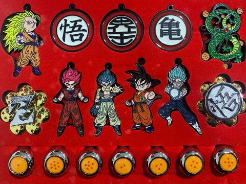 Anime Dragon Ball Metal Necklace & Keychain Collection Box 18pcs