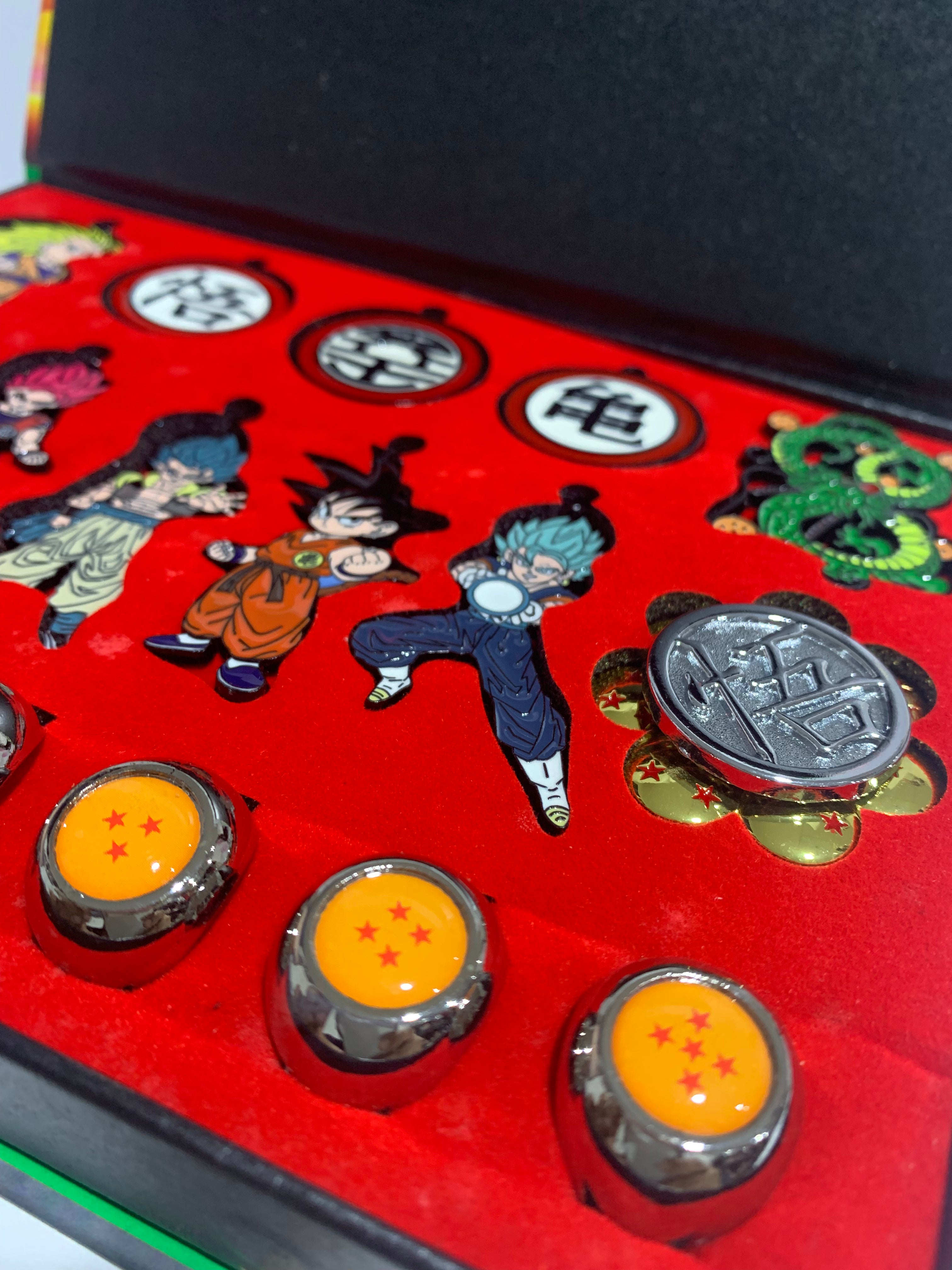 Anime Dragon Ball Metal Necklace & Keychain Collection Box 18pcs