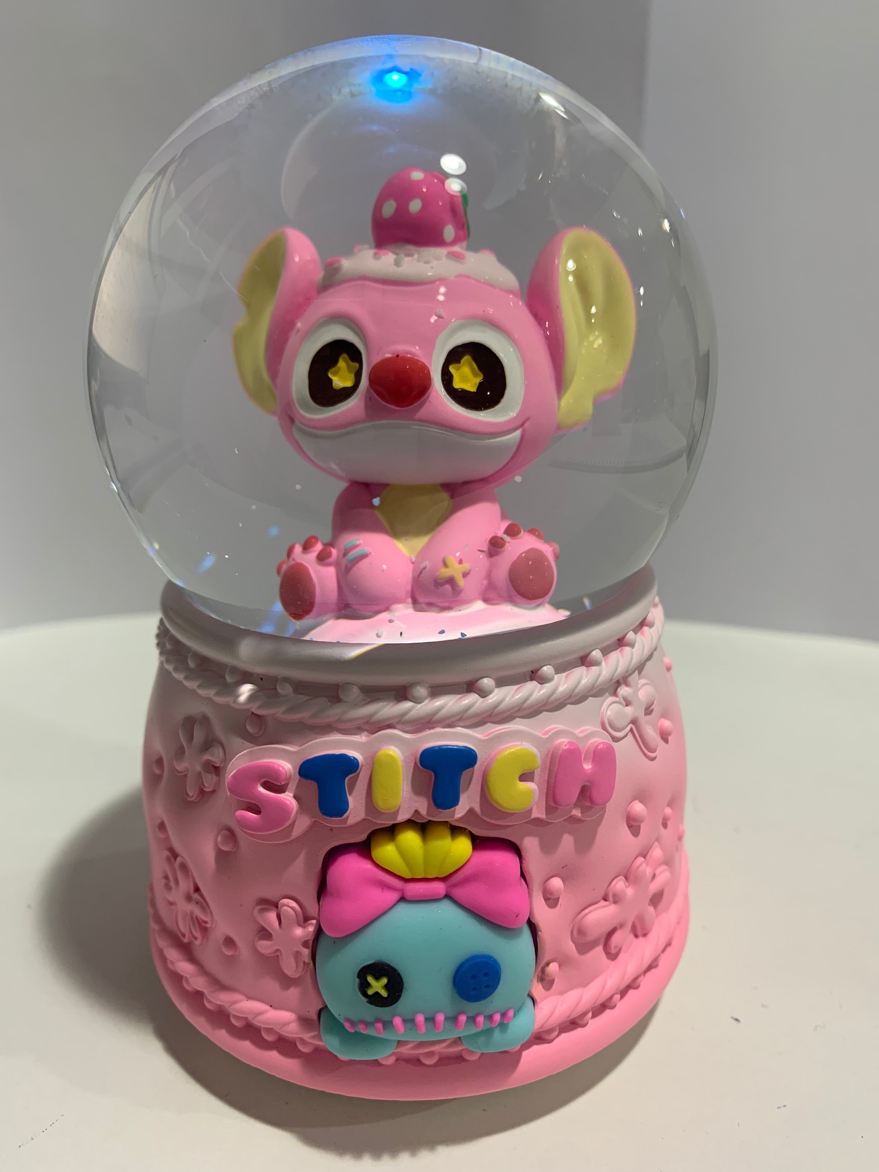 Disney Lilo & Stitch: Pink Stitch Snow Globe 3D Crystal Ball With Colorful LED Light (13cm)