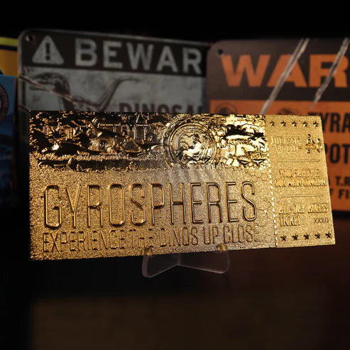 Official Jurassic World Limited Edition 24k Gold Plated Gyrosphere Attraction Ticket - Limited to 2015 pieces