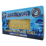 Official Jurassic World Limited Edition 24k Gold Plated Gyrosphere Attraction Ticket - Limited to 2015 pieces