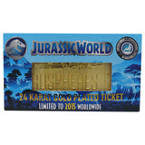 Official Jurassic World Limited Edition 24k Gold Plated Gyrosphere Attraction Ticket - Limited to 2015 pieces