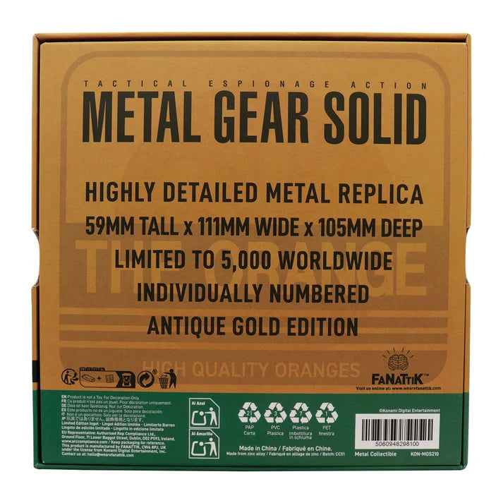 Official Metal Gear Solid 2 Replica Antique Gold Plated Cardboard Box