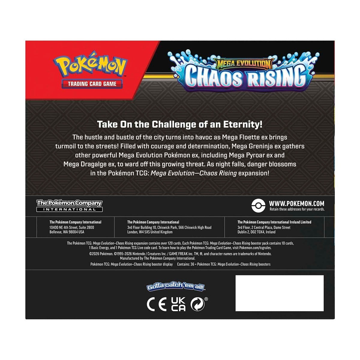 Pokemon TCG: Mega Evolution Chaos Rising Booster Card Full Box (36 Packs) English