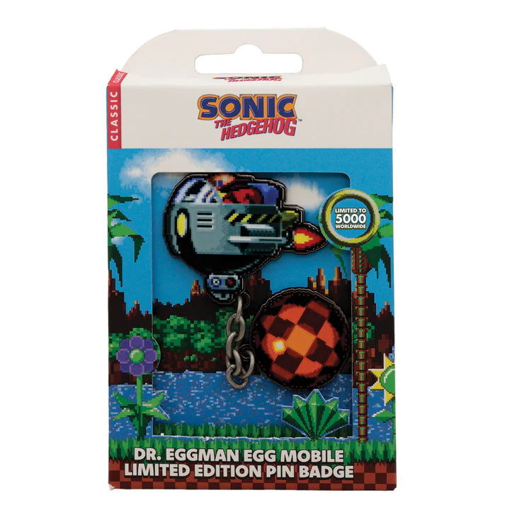 Official Sonic The Hedgehog – Dr. Eggman Egg Mobile Chained Pin Badge Limited to 5,000 Pieces