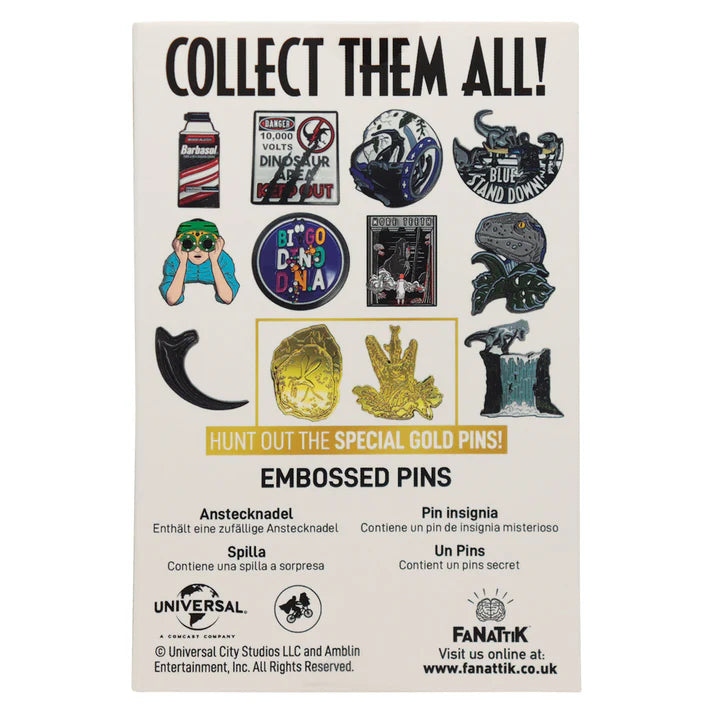 Official Jurassic Park & Jurassic World Mystery Pin Badge CDU Containing Blind Box (1pcs)