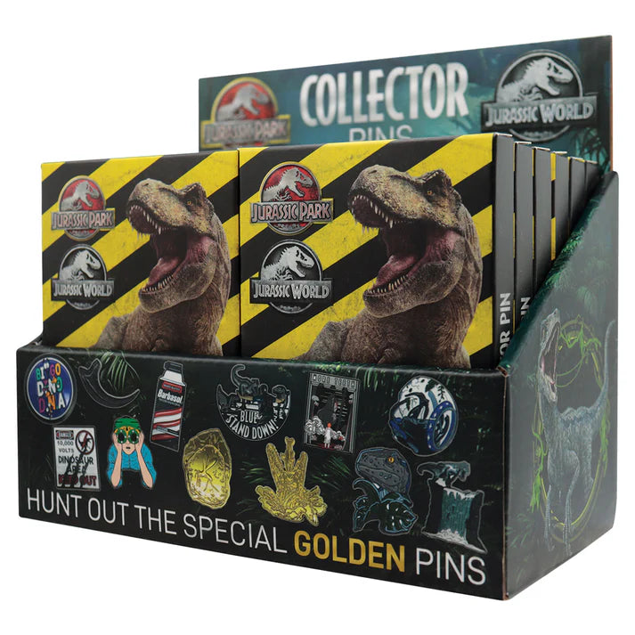 Official Jurassic Park & Jurassic World Mystery Pin Badge CDU Containing Blind Box (1pcs)