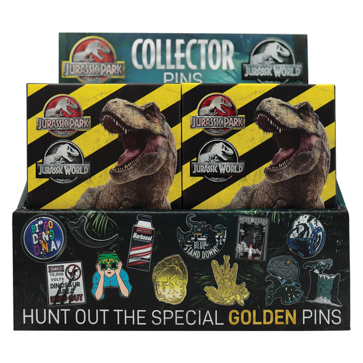 Official Jurassic Park & Jurassic World Mystery Pin Badge CDU Containing Blind Box (1pcs)
