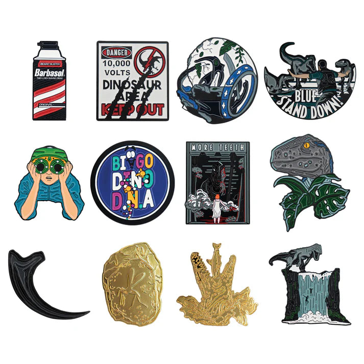 Official Jurassic Park & Jurassic World Mystery Pin Badge CDU Containing Blind Box (1pcs)