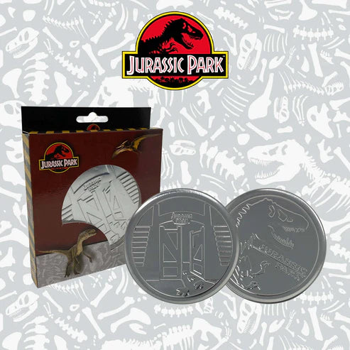 Official Jurassic Park Set of 4 Embossed Metal Coasters