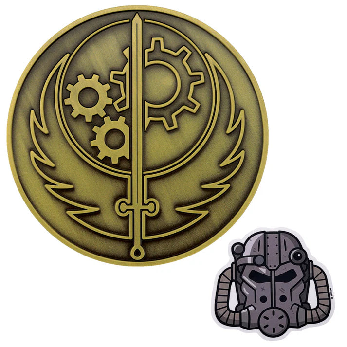 Official Fallout Brotherhood of Steel Medallion and Vinyl Sticker