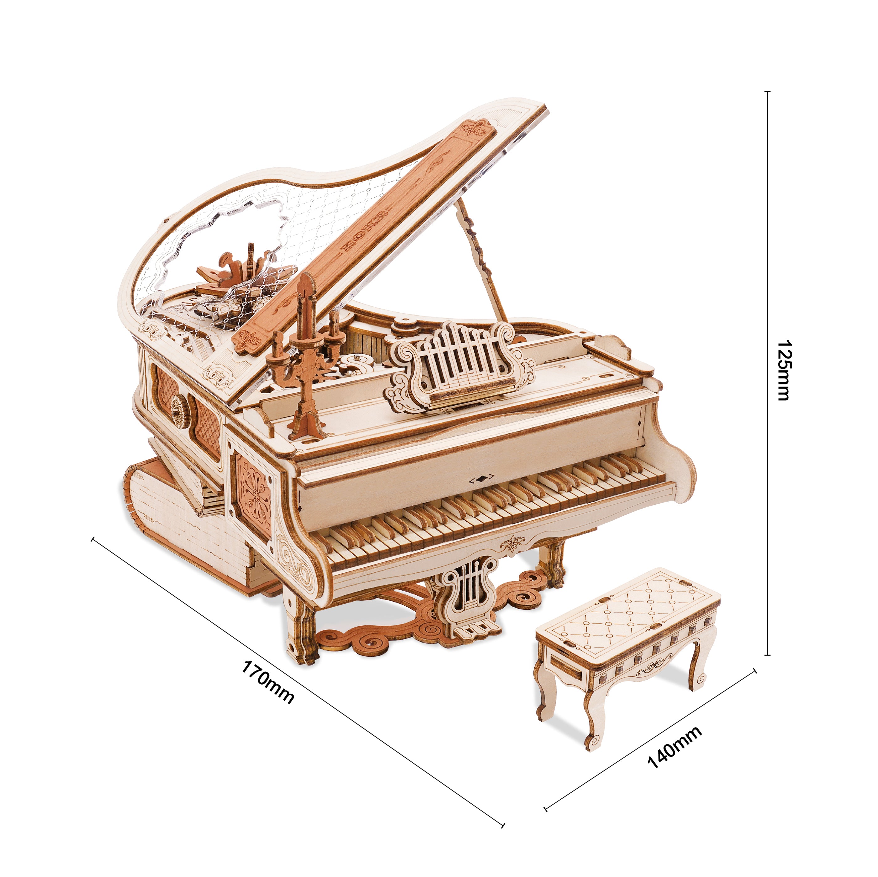 Magic Piano Mechanial Music Box 3D Wooden Puzzle