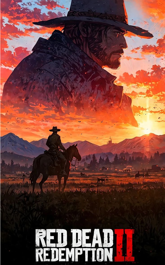 Red Dead Redemption II Decorative Painting Wall Wooden Posters (28x43cm)