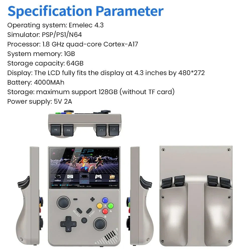 [IRB] R43 Pro 4.3-inch LCD Screen Handheld Retro Game Console 64GB - Grey