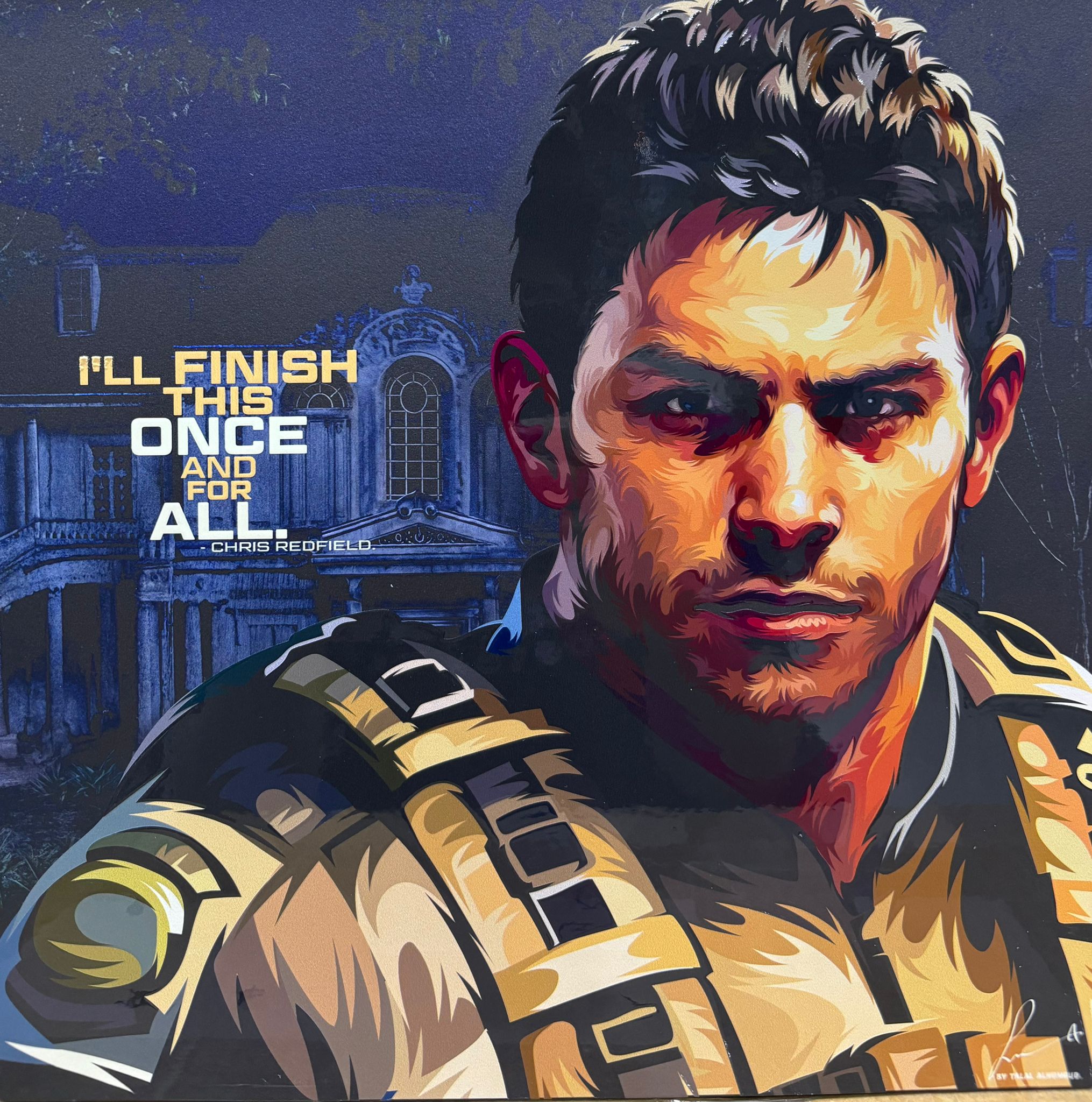 Resident Evil Chris Redfield [Glossy Version] Decorative Painting Wall Wooden Posters (30x30cm)