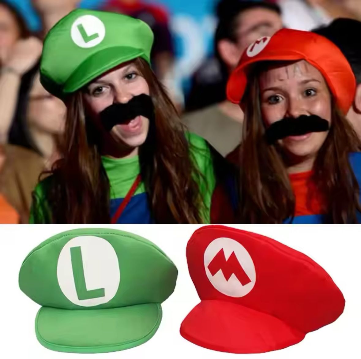 Super Mario Hats + Mustache