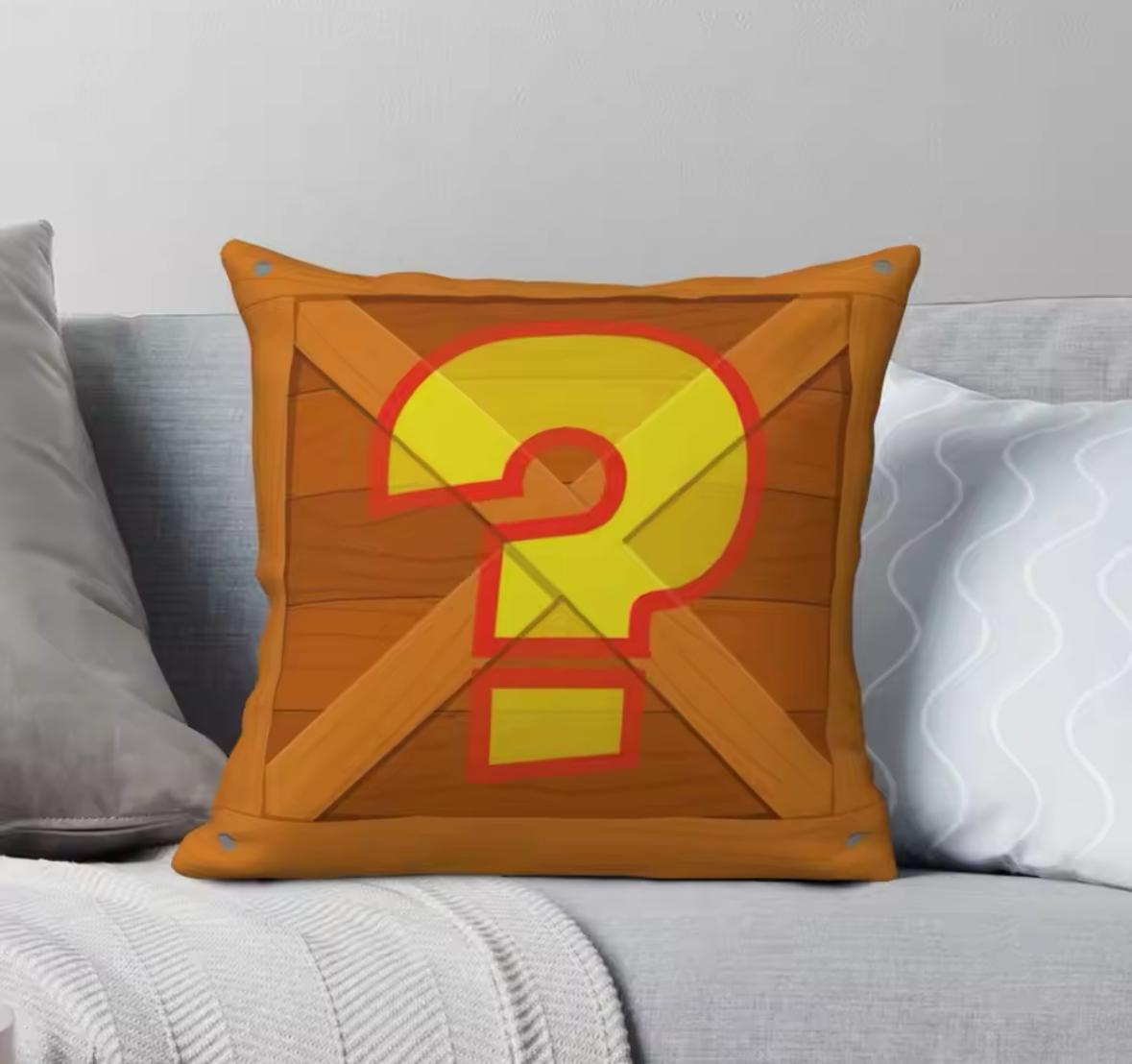 Crash Bandicoot Question Mark Box Pillow / Cushion Size: 40x40cm