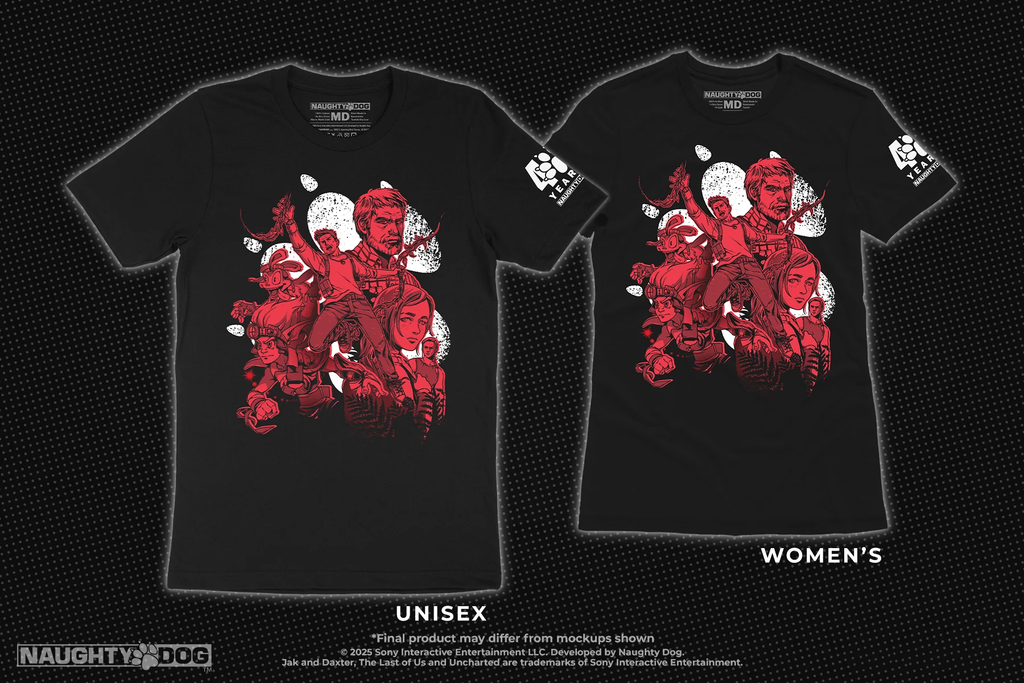 Official Naughty Dog's "40 Years" Anniversary Logo Printed T-Shirt