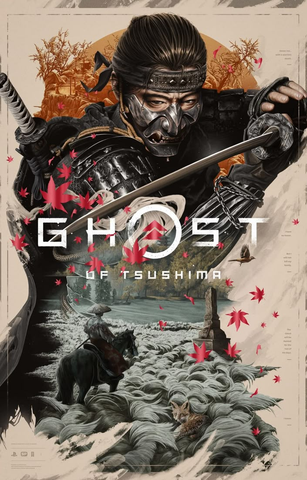 Ghost Of Tsushima Decorative Painting Wall Wooden Posters (28x43cm)
