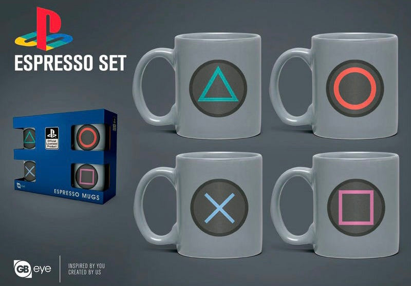 Official Playstation Buttons Espresso Mugs 4pcs set