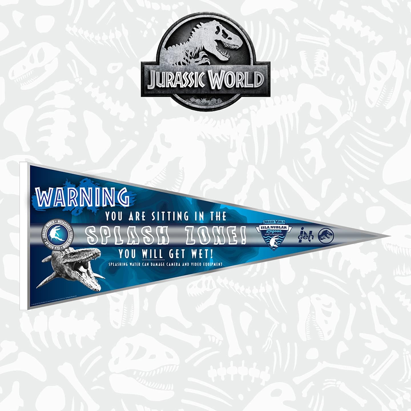 Official Jurassic World Felt Pennant Splash Zone (30" x 12")