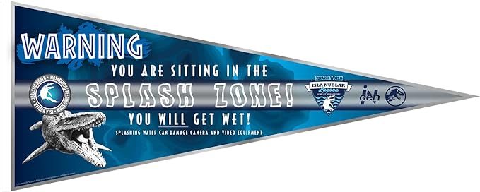 Official Jurassic World Felt Pennant Splash Zone (30" x 12")