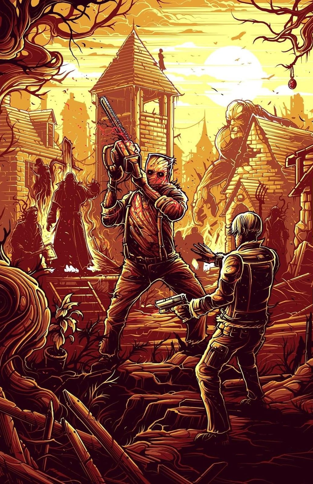 Halloween Horror Decorative Painting Wall Wooden Posters (28x43cm)