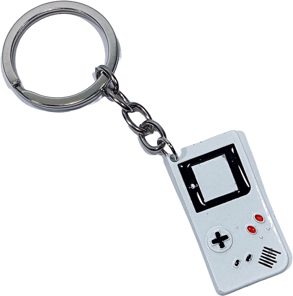 Mini Portable White Metal Game Boy Keychain