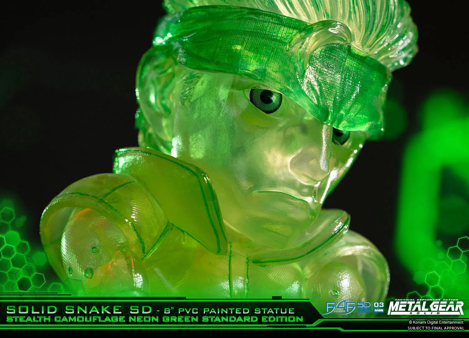 First 4 Figures Metal Gear Solid – Solid Snake SD Stealth Camouflage Exclusive Edition Neon Green PVC Painted Statue (20cm)