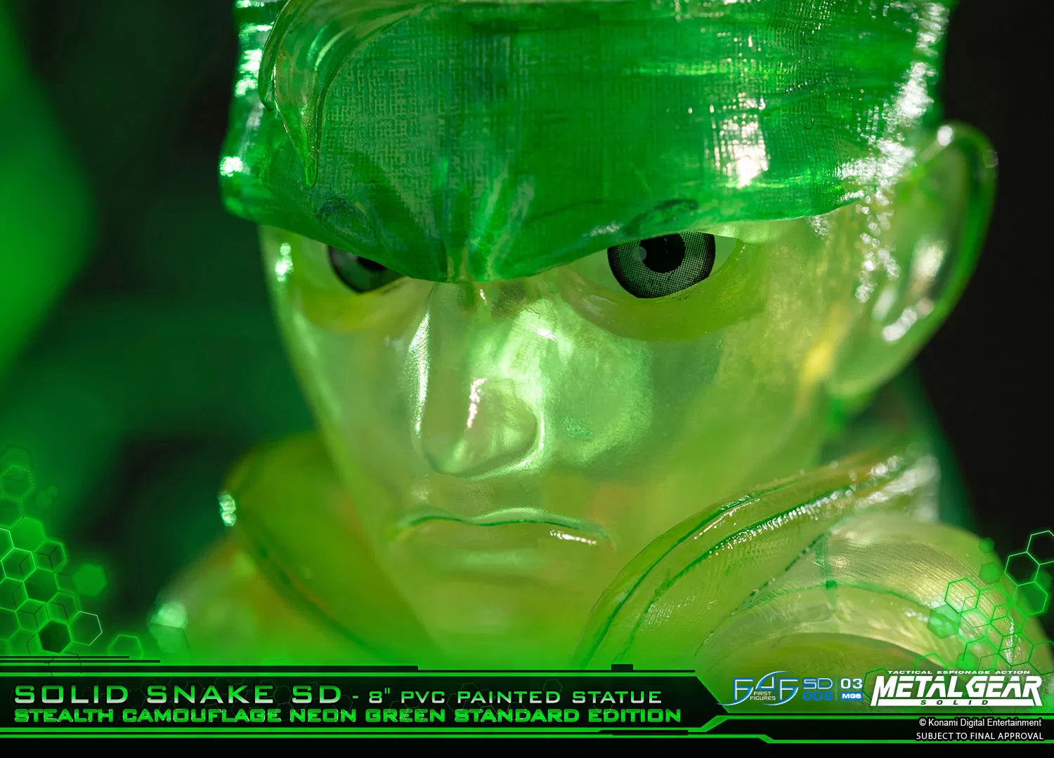 First 4 Figures Metal Gear Solid – Solid Snake SD Stealth Camouflage Exclusive Edition Neon Green PVC Painted Statue (20cm)