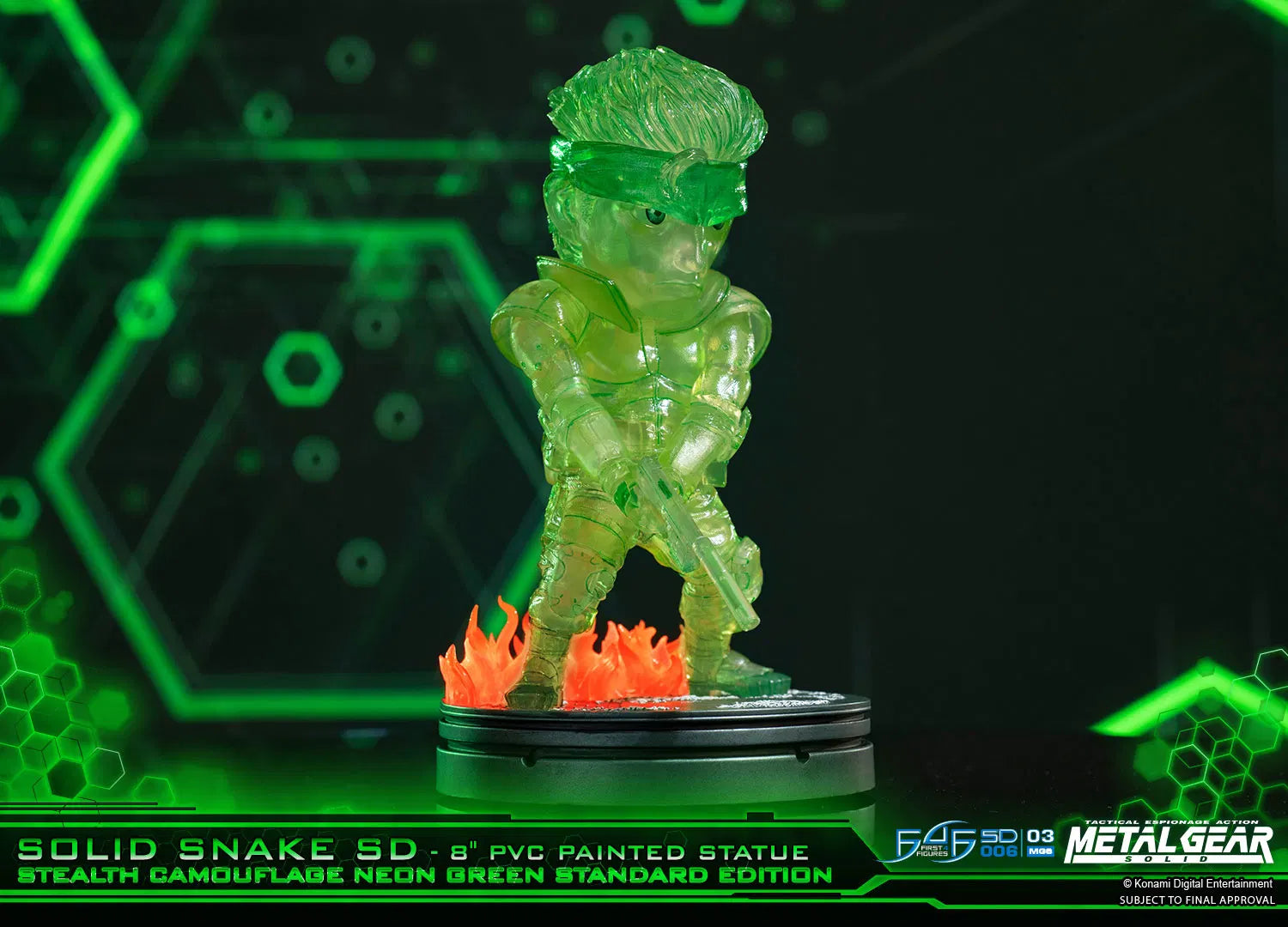 First 4 Figures Metal Gear Solid – Solid Snake SD Stealth Camouflage Exclusive Edition Neon Green PVC Painted Statue (20cm)