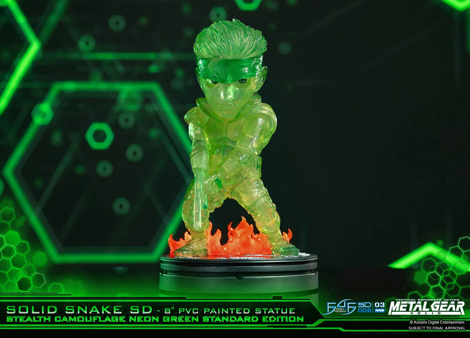 First 4 Figures Metal Gear Solid – Solid Snake SD Stealth Camouflage Exclusive Edition Neon Green PVC Painted Statue (20cm)
