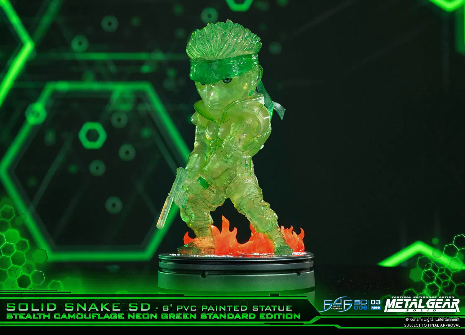 First 4 Figures Metal Gear Solid – Solid Snake SD Stealth Camouflage Exclusive Edition Neon Green PVC Painted Statue (20cm)