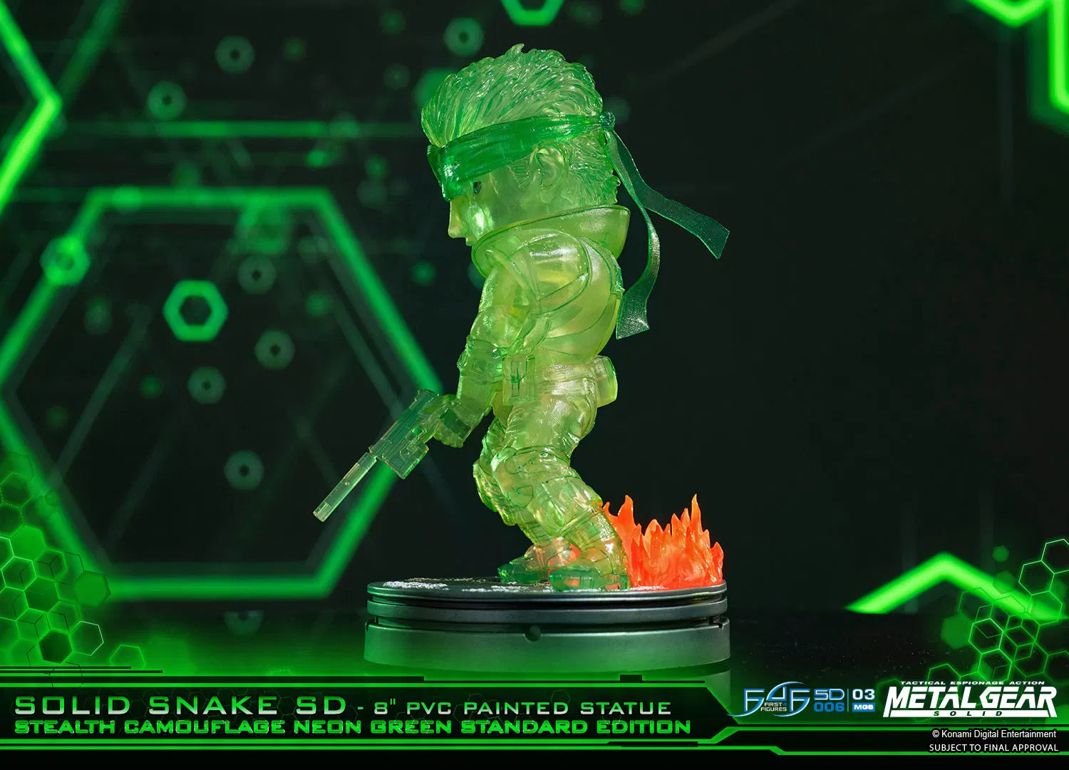First 4 Figures Metal Gear Solid – Solid Snake SD Stealth Camouflage Exclusive Edition Neon Green PVC Painted Statue (20cm)
