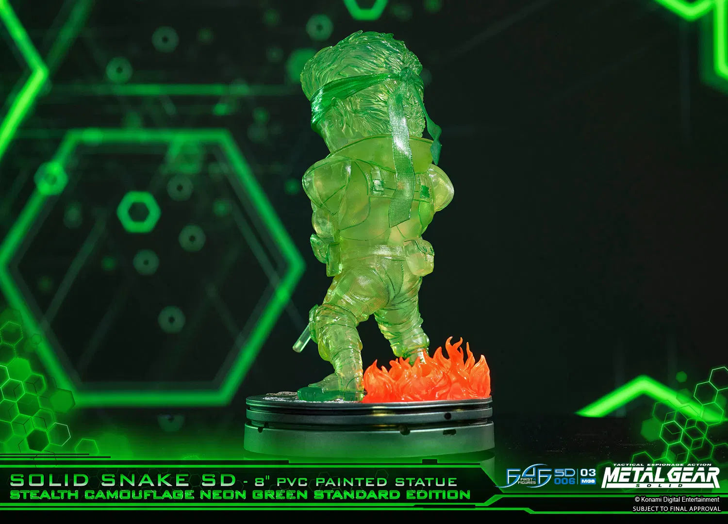 First 4 Figures Metal Gear Solid – Solid Snake SD Stealth Camouflage Exclusive Edition Neon Green PVC Painted Statue (20cm)