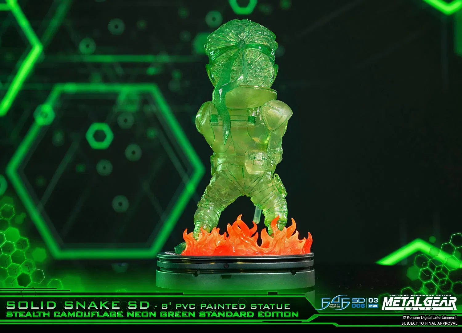 First 4 Figures Metal Gear Solid – Solid Snake SD Stealth Camouflage Exclusive Edition Neon Green PVC Painted Statue (20cm)