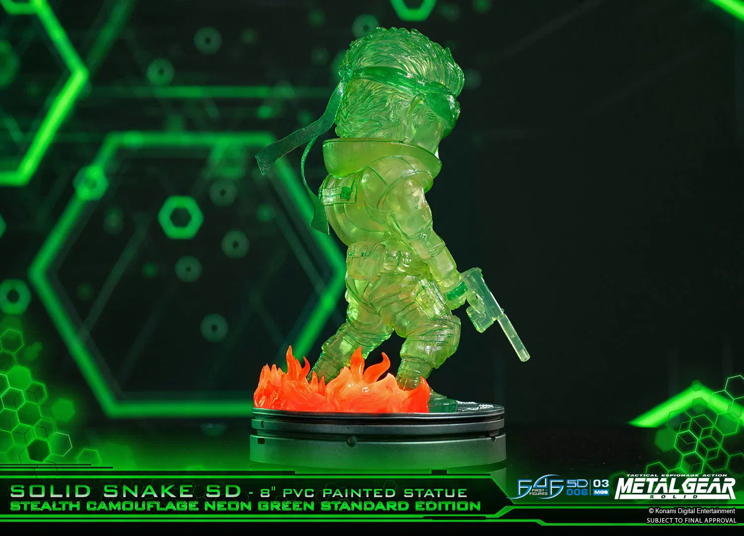 First 4 Figures Metal Gear Solid – Solid Snake SD Stealth Camouflage Exclusive Edition Neon Green PVC Painted Statue (20cm)
