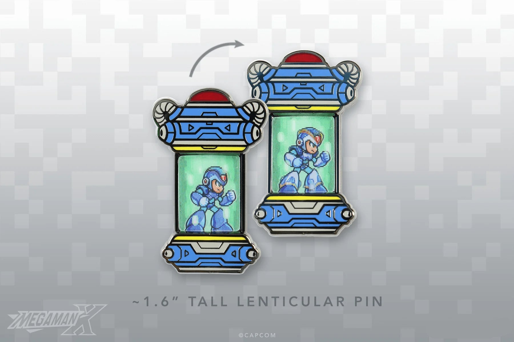 Official Mega Man Light Capsule Lenticular Pin