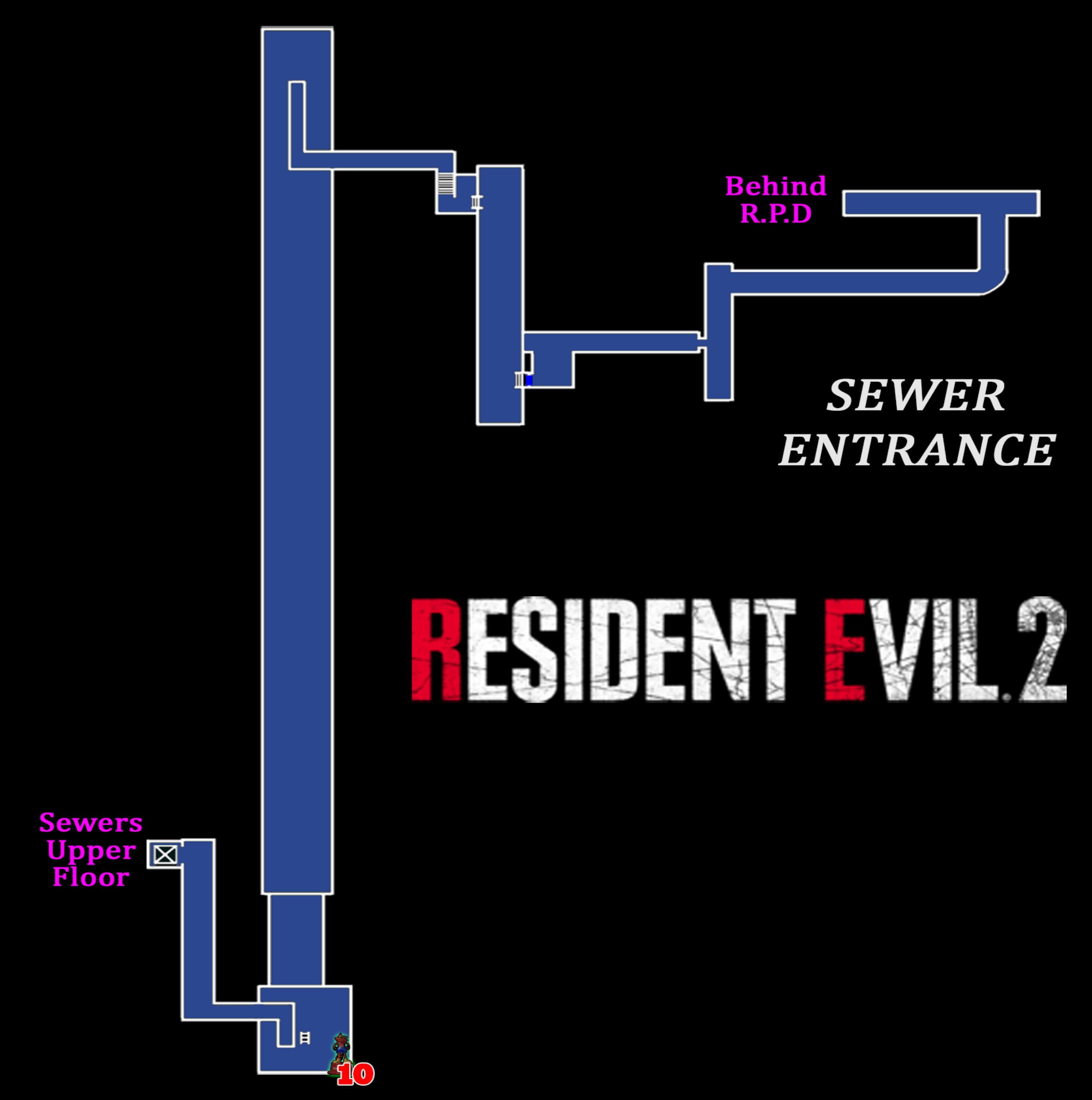 Resident Evil 2 - Map Sewer Entrance Frameless Arts (30*30 cm)