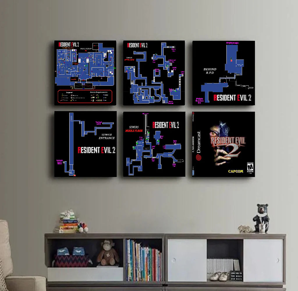 Resident Evil 2 - Map Underground Facility Frameless Arts (50*30 cm)
