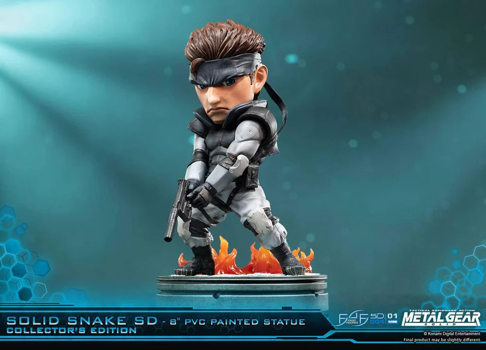 First 4 Figures Metal Gear Solid – Solid Snake [Standrard + SD Stealth + Neon Green] PVC Painted Statue 3pcs Combo (20cm)